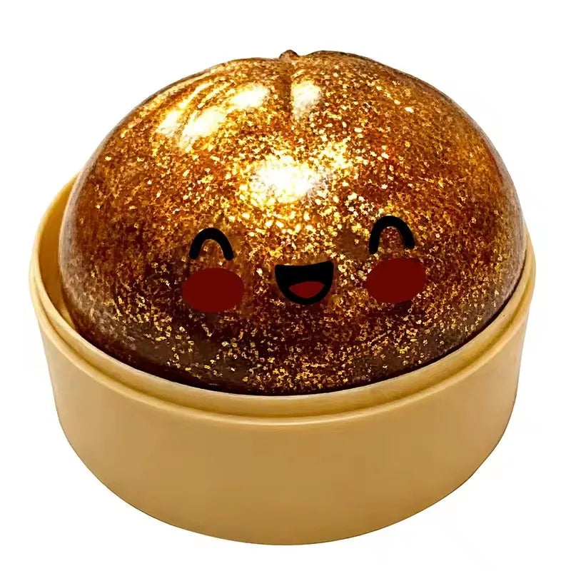 Dumpling Squishy shaped stress relief ball with slow bounce and soft touch, used for stress relief in office and home decor as an adult