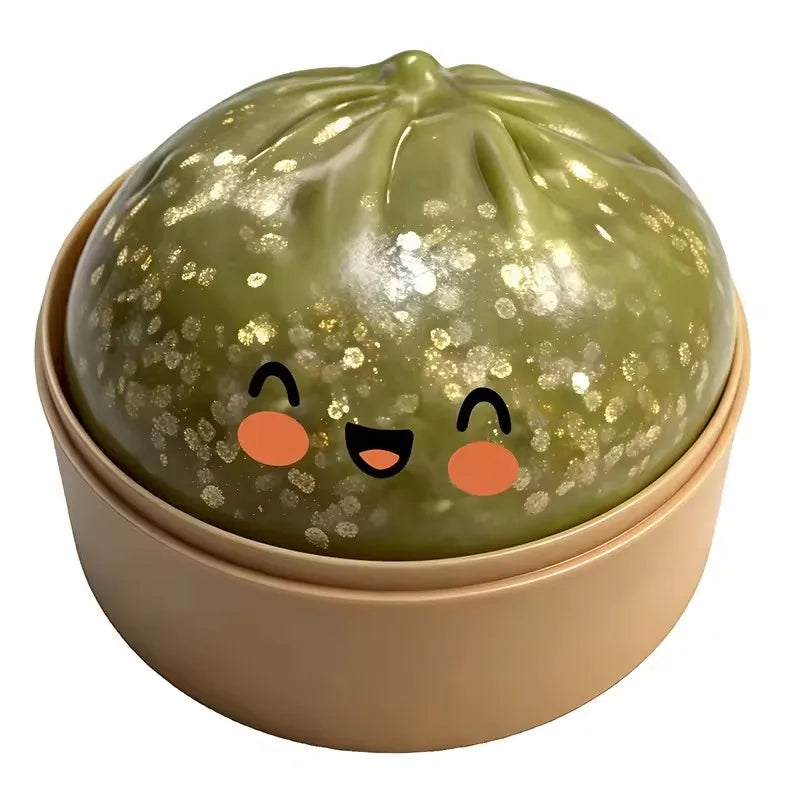 Dumpling Squishy shaped stress relief ball with slow bounce and soft touch, used for stress relief in office and home decor as an adult
