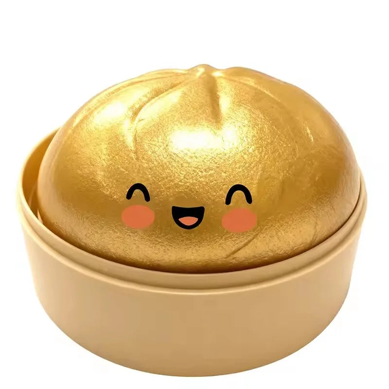 Dumpling Squishy shaped stress relief ball with slow bounce and soft touch, used for stress relief in office and home decor as an adult